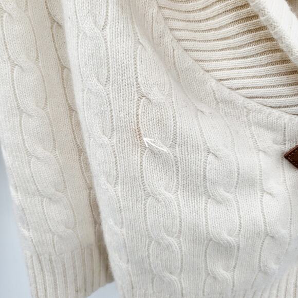 Vintage Ralph Lauren Black Label Cashmere Cream Cable Knit Sweater Women's Sz S - Picture 4 of 10